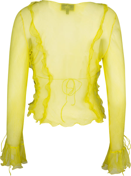 Fendi Vintage SS 2000 Neon Yellow Sheer Silk Chiffon Triangle
