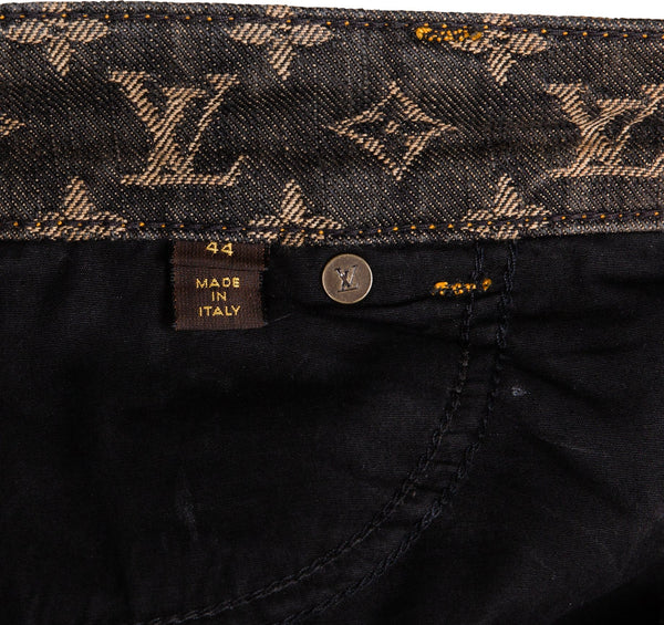 LOUIS VUITTON Monogram Pants Black. Size 38