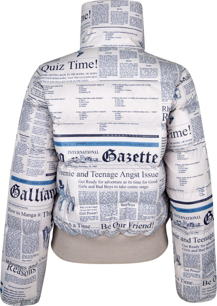 John Galliano Gazette Newspaper Puffer Jacket | EL CYCER