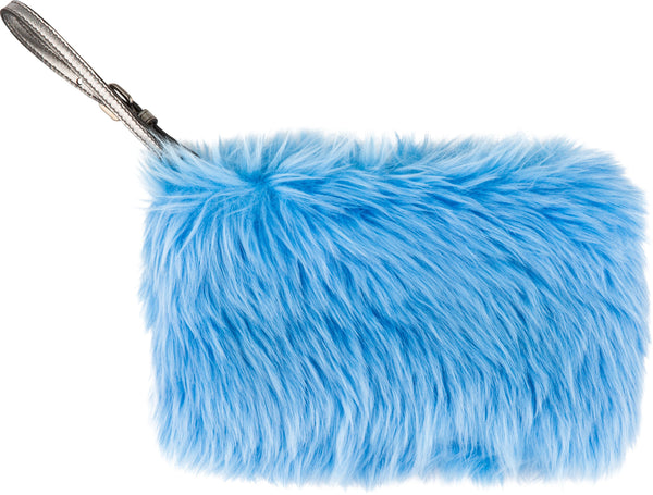 Prada Faux Fur Blue Mini Clutch Bag