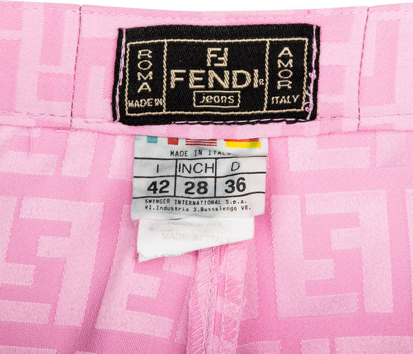 Fendi Pink Zucca Logo Pants
