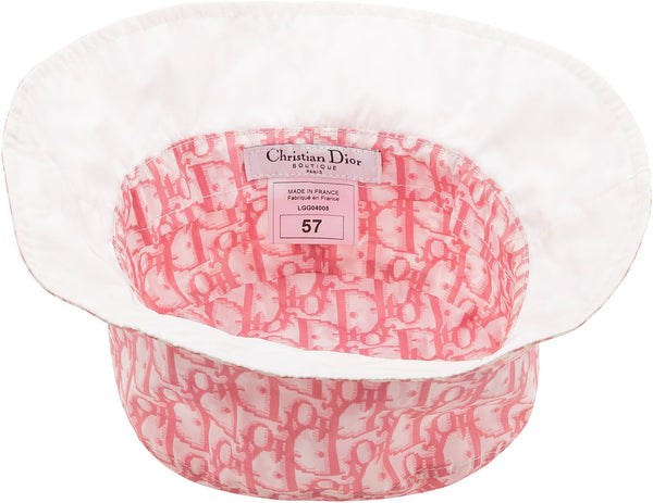 Christian Dior Pink Monogram Logo Print Bucket Hat