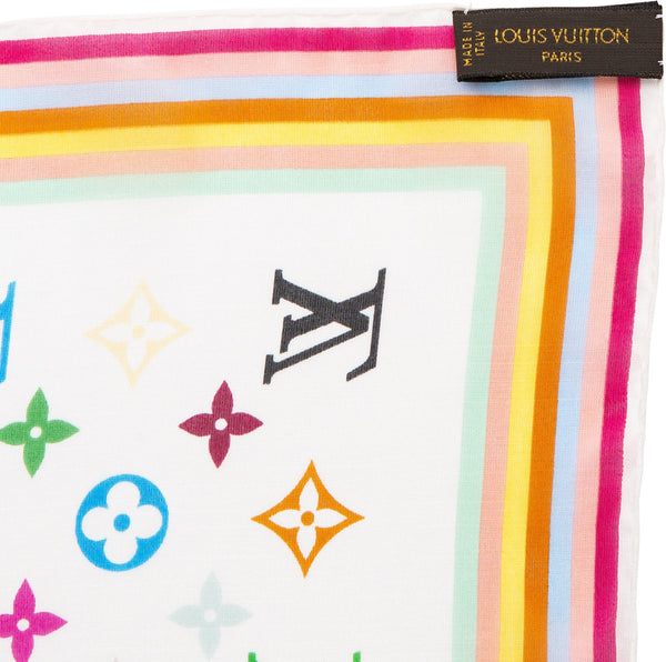 Louis Vuitton Silk Monogram Multicolor Square Scarf Black - Luxury Helsinki