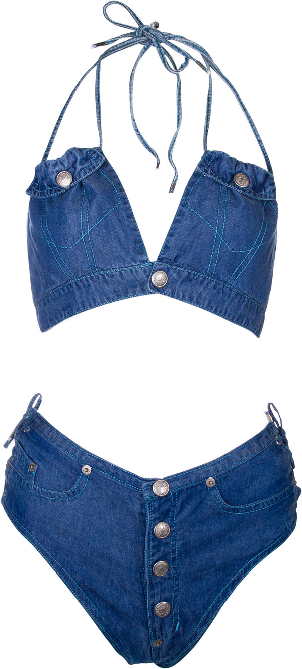 Jean Paul Gaultier Denim Two Piece Mini Set