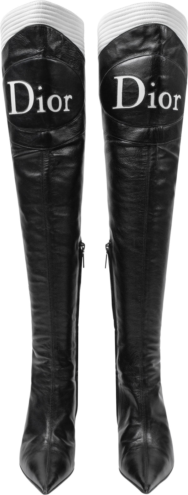 Christian Dior Thigh-High Moto Logo Boots