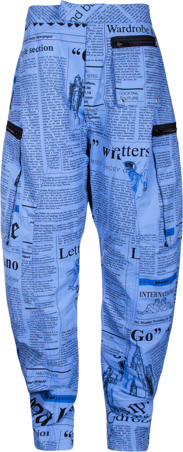 John Galliano Gazette Newspaper Track Pants