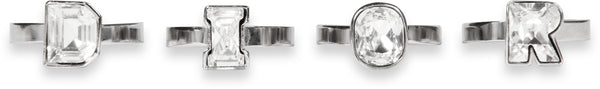 Christian Dior Silver Logo Adjustable Ring Set