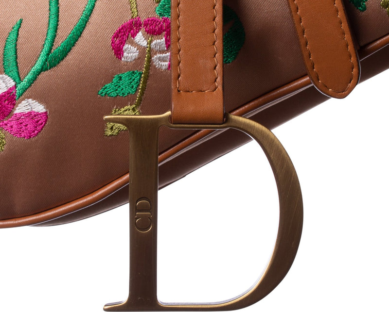 Christian Dior Vintage Floral Embroidered Leather Saddle Bag at 1stDibs