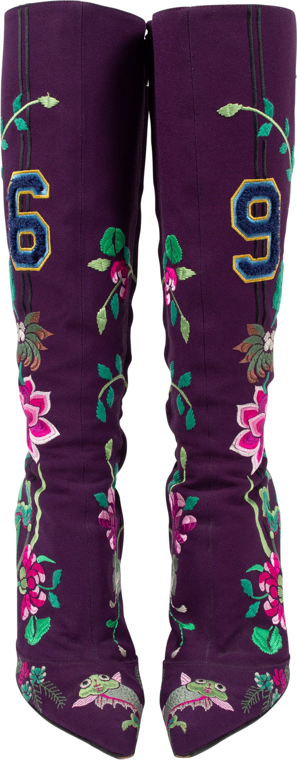 Christian Dior Embroidered Flowers 69 Boots