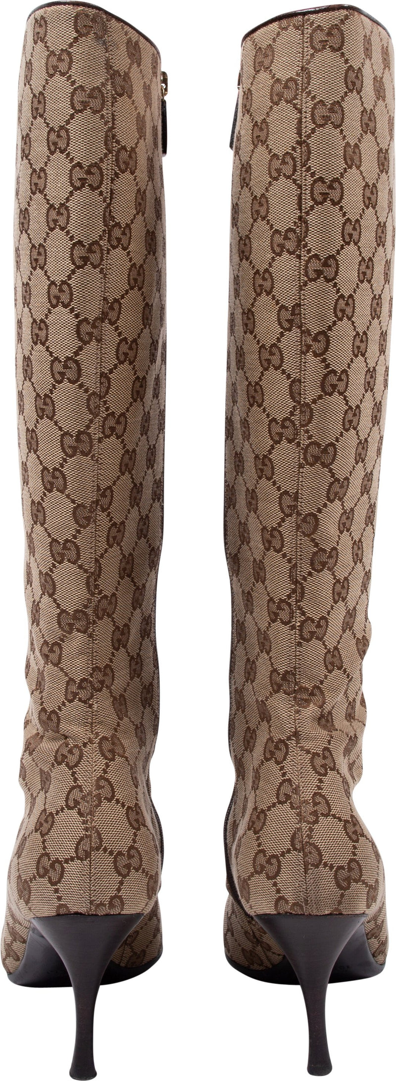 S/S 2004 Gucci by Tom Ford White Canvas & Leather Over Knee Boots