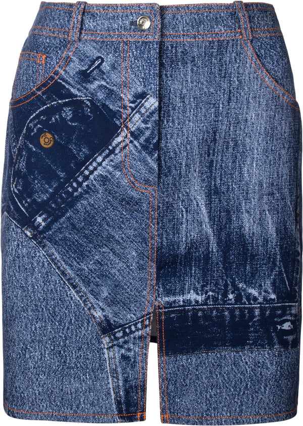 Christian Dior Trompe L'oeil Denim Skirt