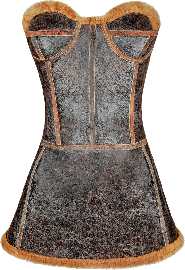 Roberto Cavalli Fall 2003 Brown Leather Mini Dress