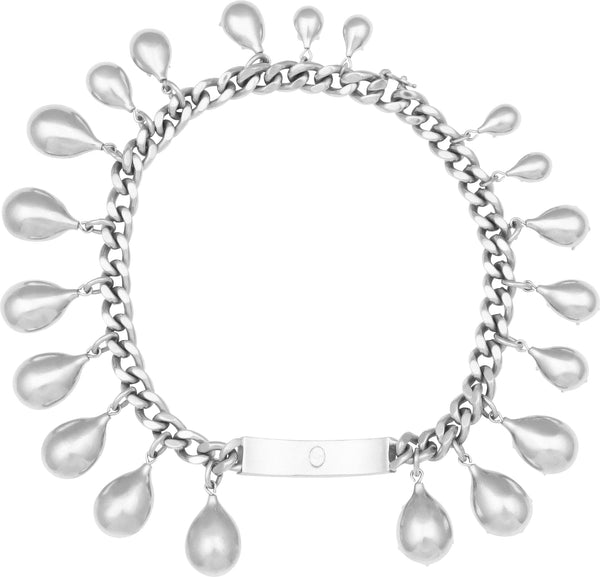 Fall 2004 Runway Silver Crystal Embellished ID Choker Necklace