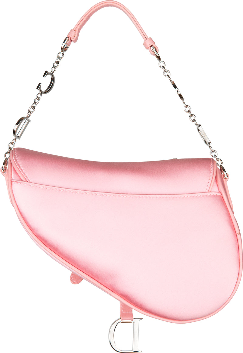 Christian Dior Pink Silk Mini Saddle Bag