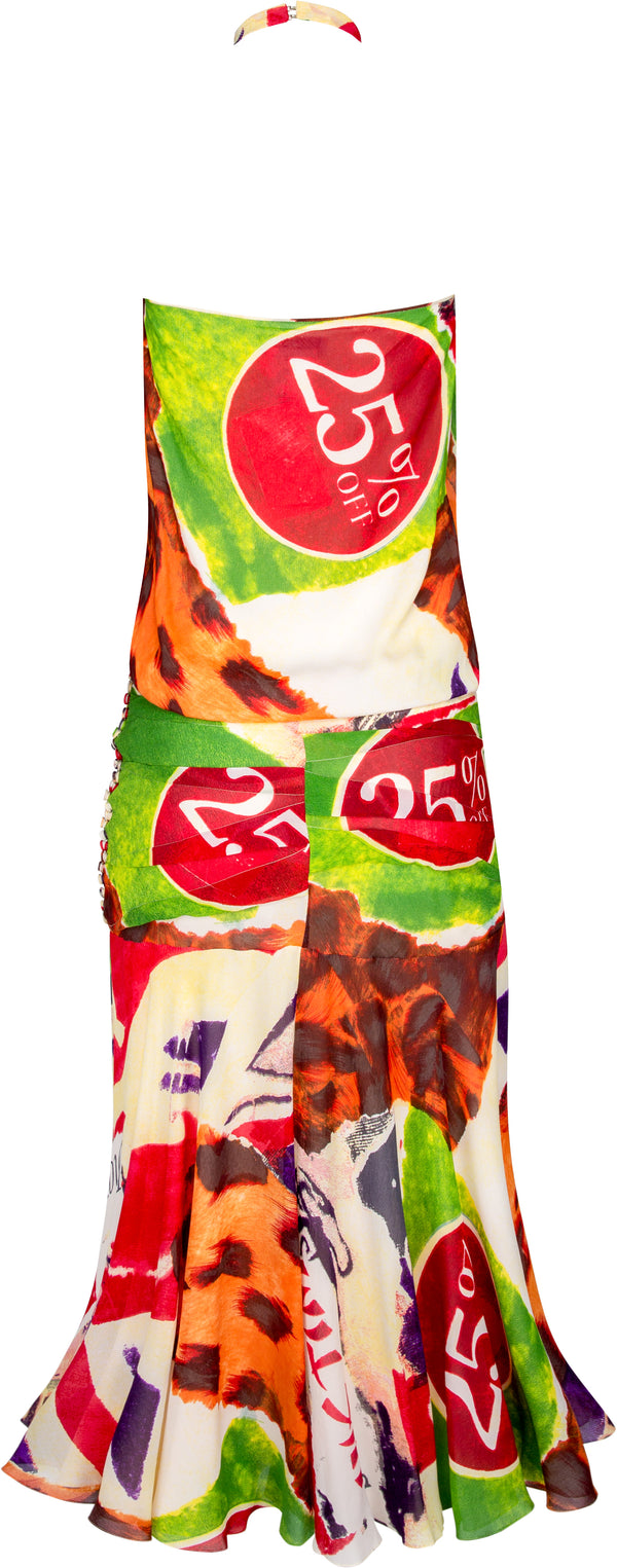 Christian Dior Spring 2003 Silk Printed Halter Dress