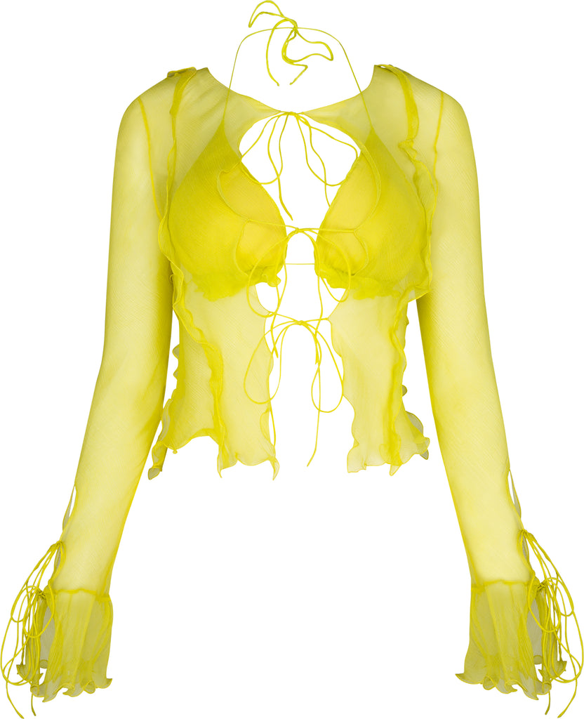 Fendi Vintage SS 2000 Neon Yellow Sheer Silk Chiffon Triangle