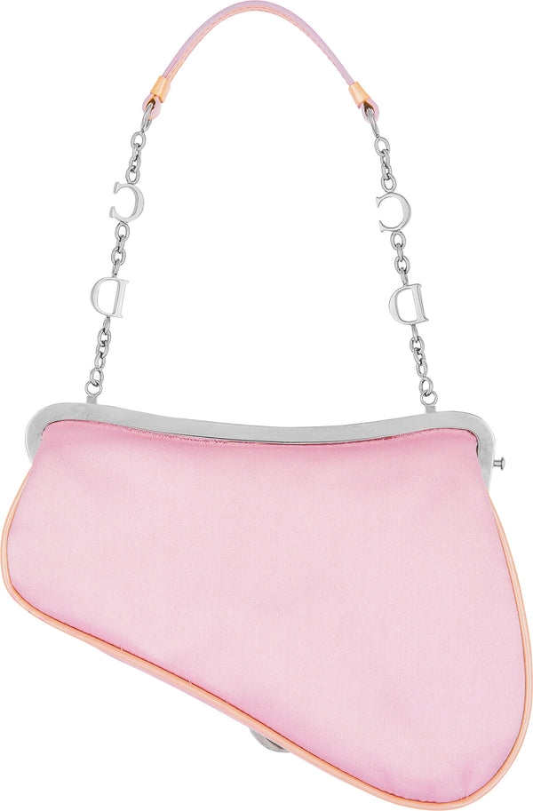 Christian Dior Pink Silk Mini Saddle Bag