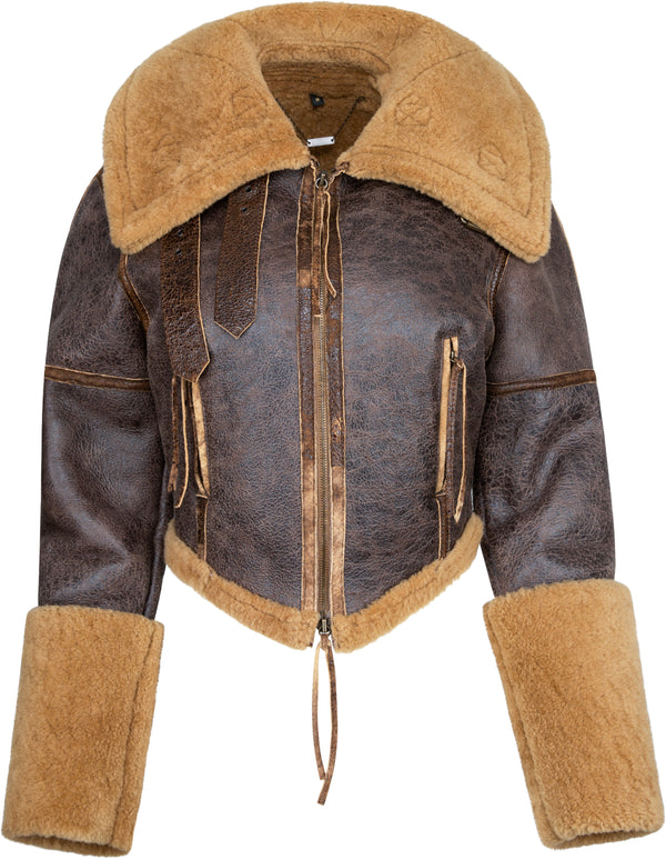 Roberto Cavalli Fall 2003 Runway Leather Shearling Jacket