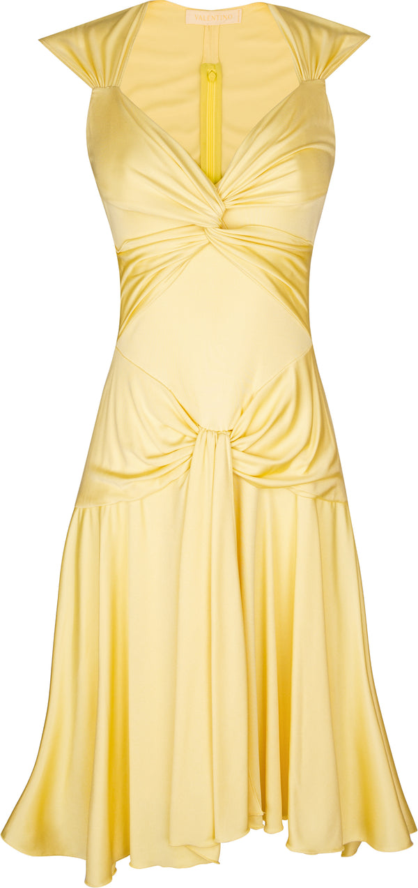 Valentino Spring 2004 Runway Yellow Ruched Dress