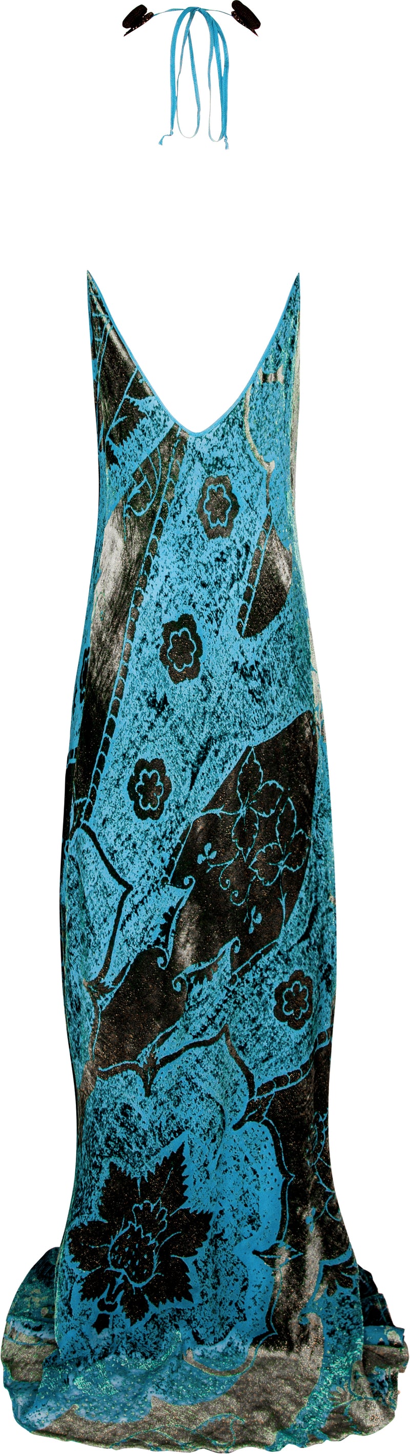 Roberto Cavalli Fall 2004 Printed Embellished Plunge Gown