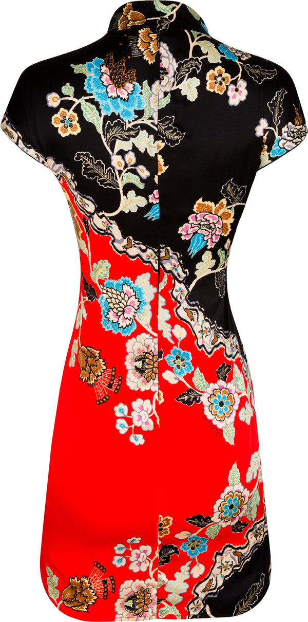 Roberto Cavalli Spring 2003 Runway Red Chinoiserie Mini Dress