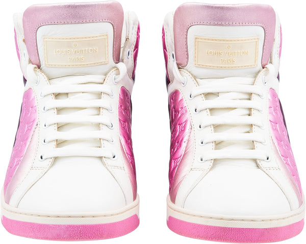 Louis Vuitton Pink Metallic Monogram High-Top Sneakers