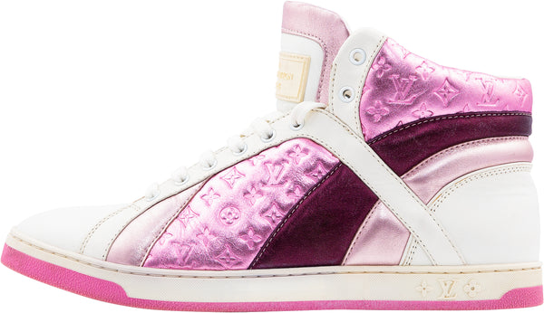 Louis Vuitton Pink Metallic Monogram High-Top Sneakers