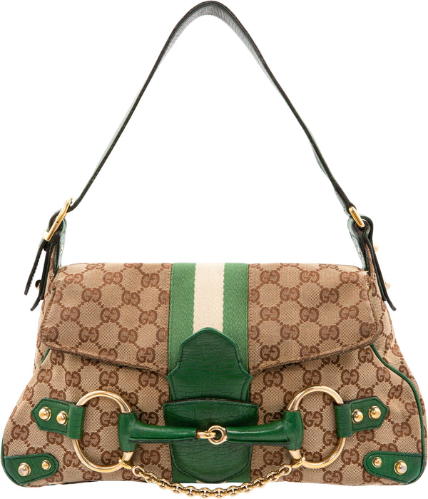 Gucci Monogram Horsebit Embellished Bag