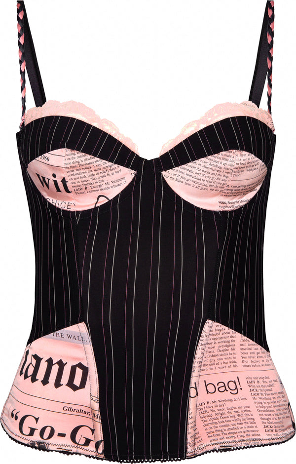 John Galliano Gazette Newspaper Corset Bustier Top