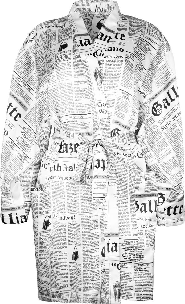 John Galliano Gazette Newspaper Printed Robe