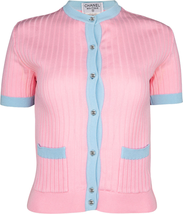 Chanel Spring 1997 Pink Logo Button Top