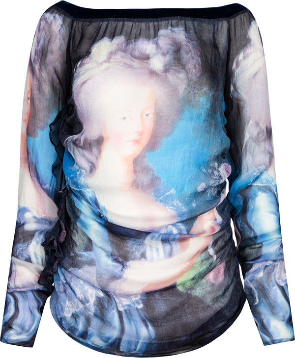 Dolce & Gabbana Marie Antoinette Sheer Silk Chiffon Top