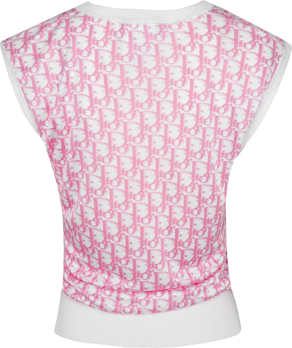 Christian Dior Diorissimo Girly Silk V-Neck Top