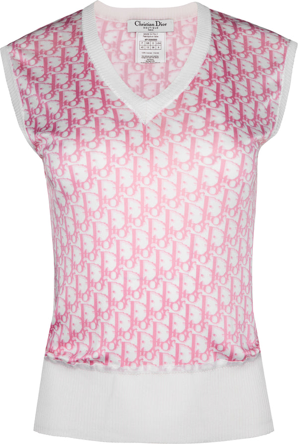 Christian Dior Diorissimo Girly Silk V-Neck Top