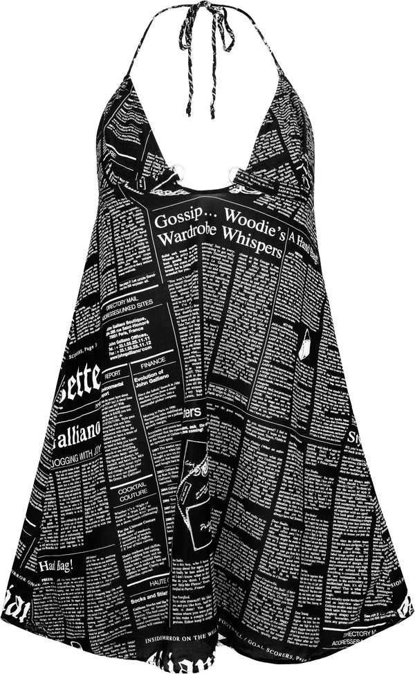 John Galliano Gazette Newspaper Halter Dress