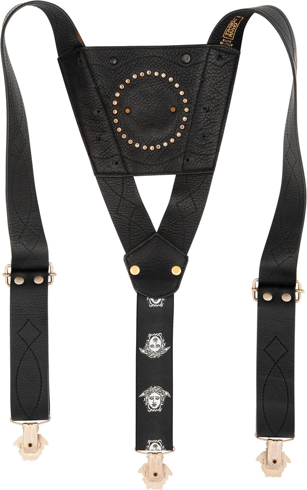 Gianni Versace Medusa Embellished Logo Suspenders