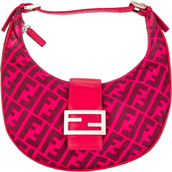 Fendi Zucca Pink Croissant Pochette Bag