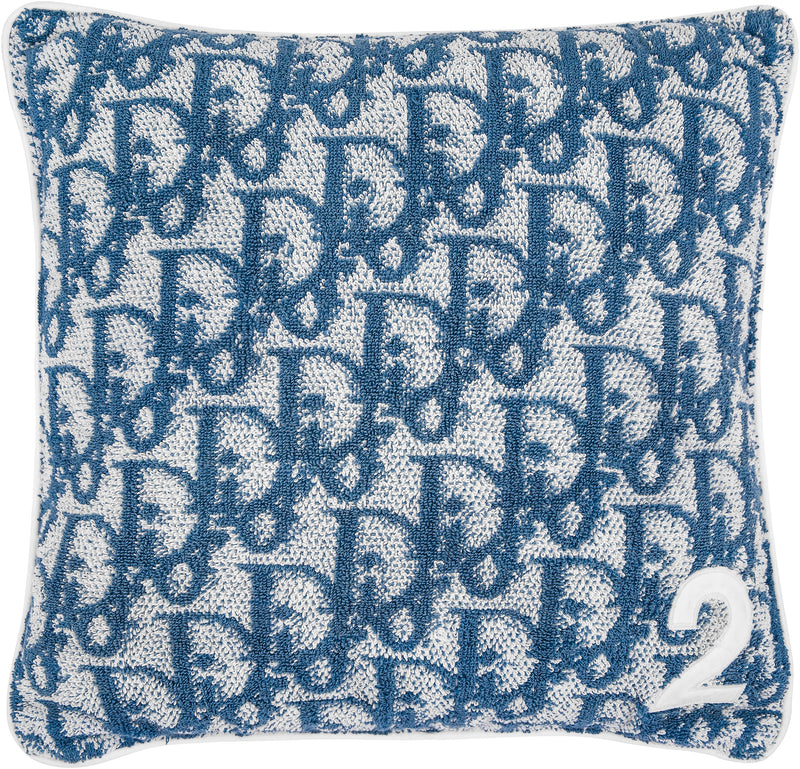 Blue Monogram Terry Cloth Pillow