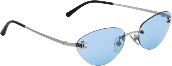 Chanel Blue Rimless Logo Sunglasses