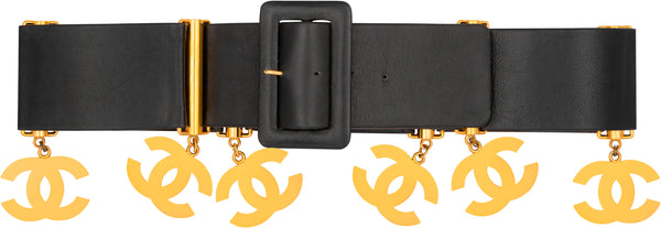 Chanel Spring 1993 Leather Logo Embellished Belt