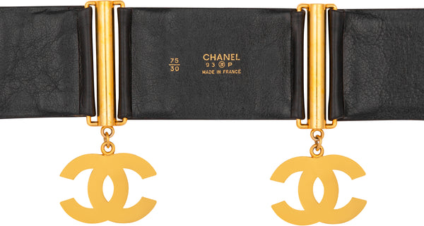 Chanel Spring 1993 Leather Logo Embellished Belt