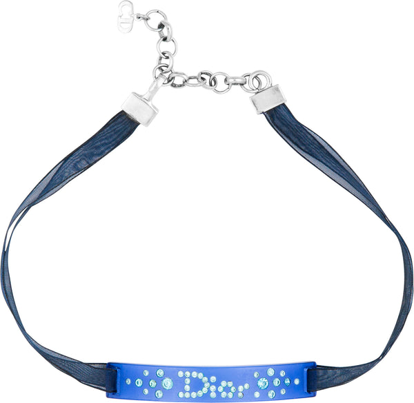 Christian Dior Swarovski Logo Ribbon Choker