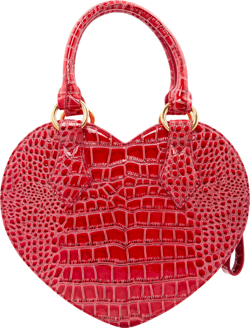 Vivienne Westwood 61vv169 croc-embossed red enameled leather heart