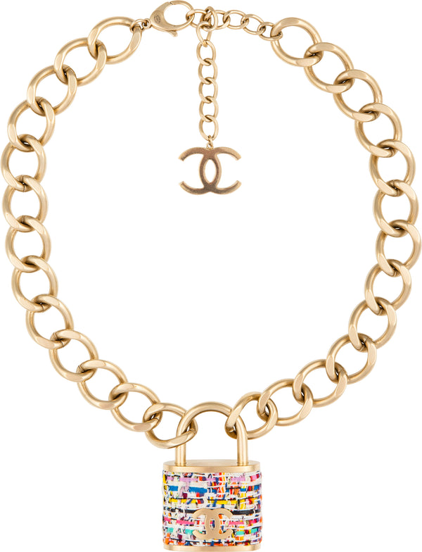 Chanel Fall 2014 Runway Supermarket Tweed Padlock Chain