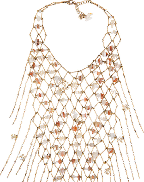 Chanel Cruise 2011 Shell Crystal Fishnet Bib Necklace