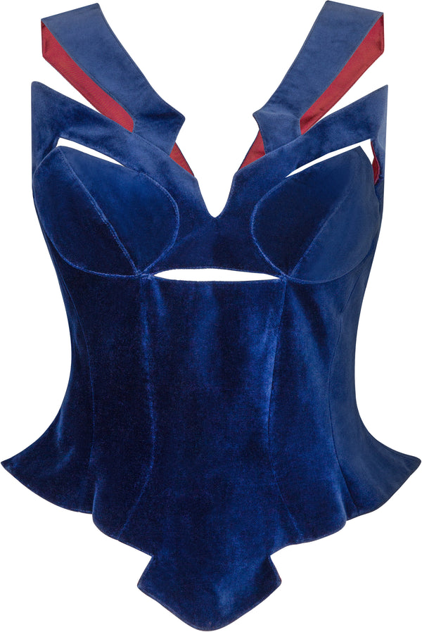 Thierry Mugler Spring 1997 Velvet Cutout Corset Top