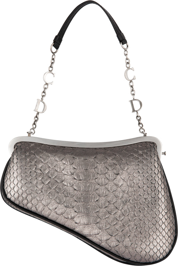 Christian Dior Metallic Leather Saddle Bag