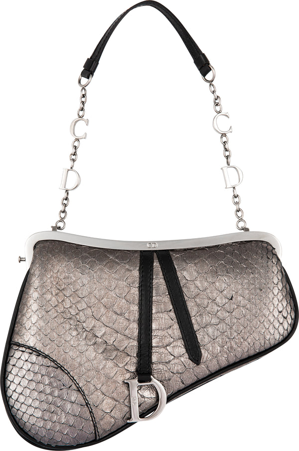 Christian Dior Metallic Leather Saddle Bag