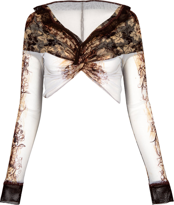 Jean Paul Gaultier Twist Printed Crop Top