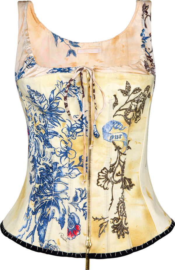 Roberto Cavalli Spring 2003 Tattoo Printed Bustier Top